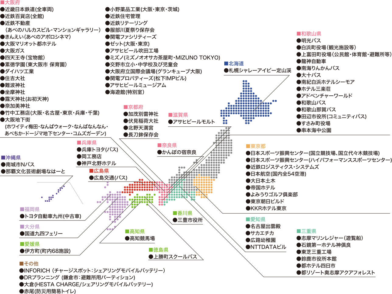 施工実績の地図